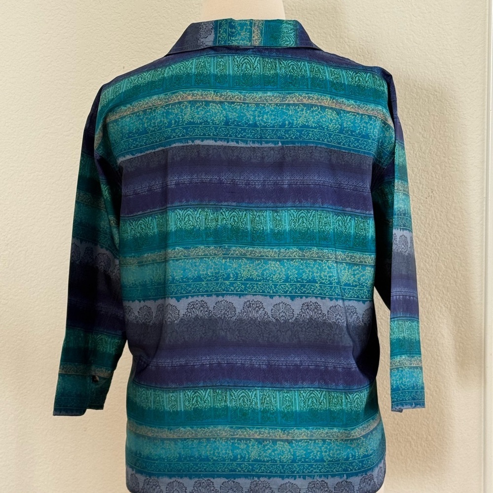 Chico's Teal and Navy Button Down Shirt size 16 (Chicos size 3) - Picture 5 of 9